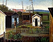 Schrebergärten (I), 1930 oder früher, Öl, 73x92 cm