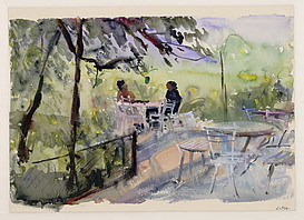  Gartenterrasse von Schloß Matzen in Tirol, 1935, Aquarell, Albertina, Wien