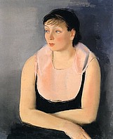 Dame in Schwarz mit rosa Tuch, 1931, Öl auf Leinwand, 70x57 cm, WV 170, court. im Kinsky, Wien 