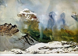  Im Gebiete des Großglockners (III), 1961, Aquarell, Österreichische Kontrollbank, Wien