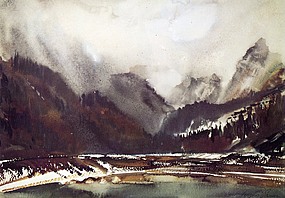  Dachsteinmassiv mit Gosausee, 1960, Aquarell, Sammlung Leopold, Wien
