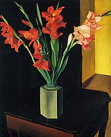 Gladiolen im einem Zinngefäß, um 1930, Mischtechnik auf Karton, 60x41 cm, WV 133, Deutschland