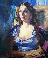 Amerikanerin (II), 1948, Öl auf Leinwand, 73x60 cm, WV 468