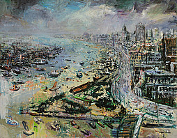 Schanghai (I) (Huang Pu in Shanghai), um 1958, Öl auf Leinwand, WV 607, court. Schütz, Kunst und Antiquitäten, Wien