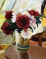 Pfingstrosen (im Atelier des Künstlers), um 1926, Öl auf Karton, 50,5x40,5 cm