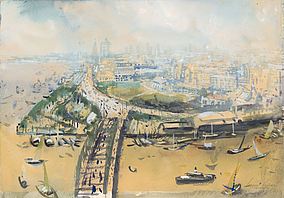 Schanghai, 1956, Aquarell, 35,0 x 50,0 cm, Tiroler Landesmuseum Ferdinandeum, Innsbruck