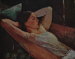 Meine Frau in der Hängematte, 1930, Öl, WV 124