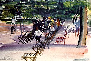  Tennisturnier in Gmunden, 1930, Aquarell, 33,5 x 49,0 cm, Albertina, Wien