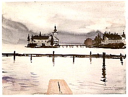 Schloss Orth, 1937, Aquarell