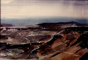 Gourdove, französische Riviera, 1931, Aquarell