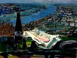  Wiener Landschaft, Heurigenstilleben, 1954, Öl auf Leinwand, 58,6x71,8 cm, WV 552