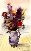 Krug mit Blumen, Aquarell