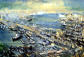 Brücke in Istanbul, ca. 1950, Aquarell